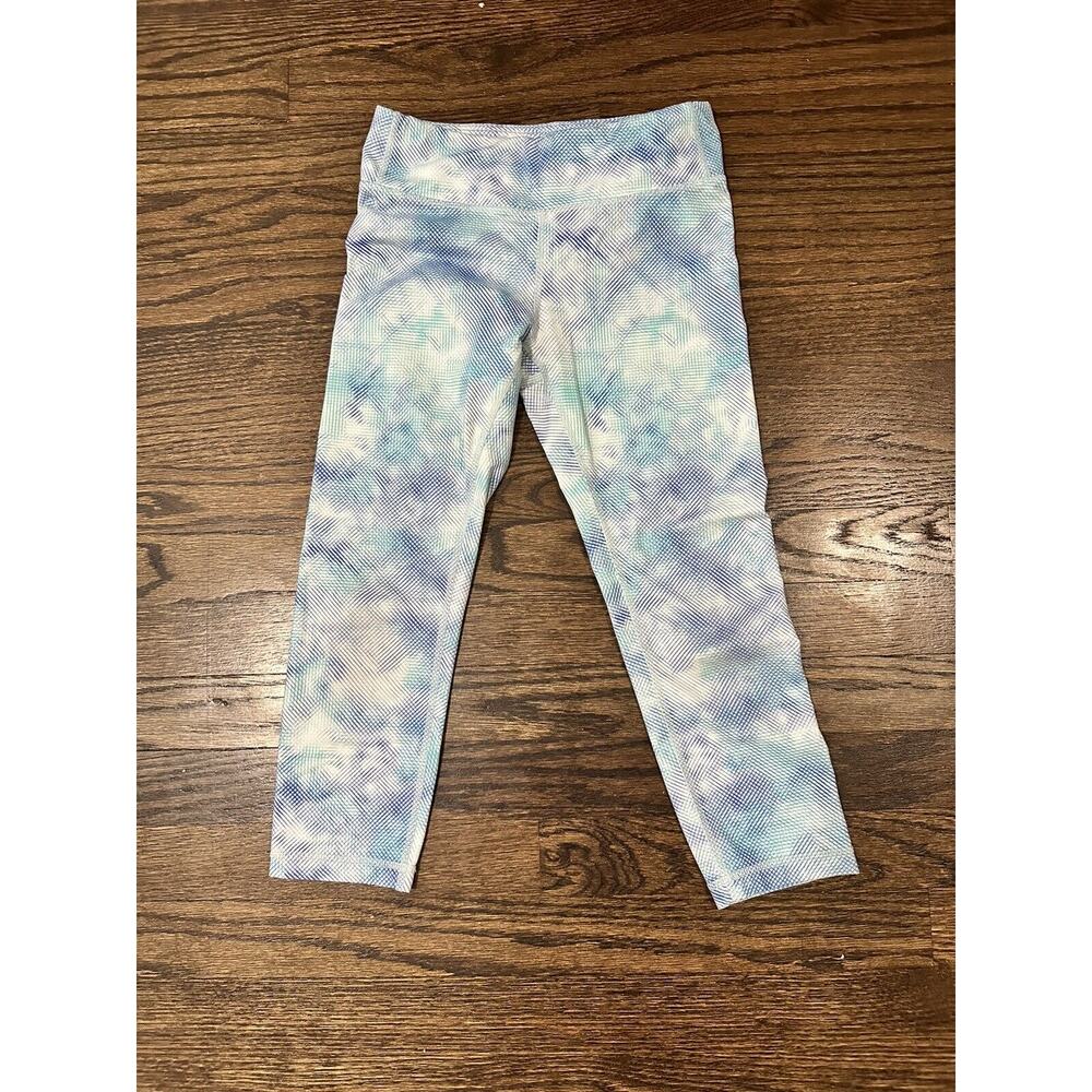 Athleta Girls Chit Chat Cropped Leggings 8/10 Crisscrotch Purple And Blue